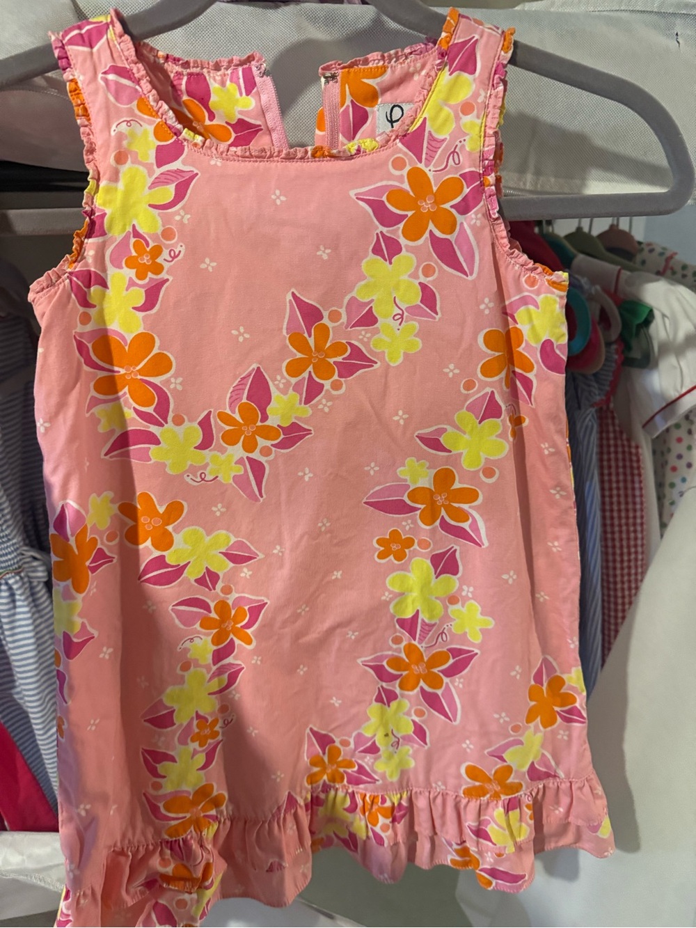 Lilly Pulitzer Pink Floral Dress with Orange & Yellow Blooms